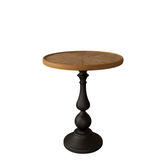 Round End Table With Pedestal Base - Natural Wood
