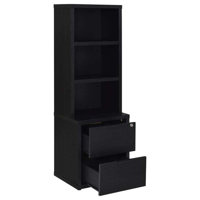 Multifunctional Bookcase With Three Open Shelves, 2 Drawers, Dual USB Charging Outlet