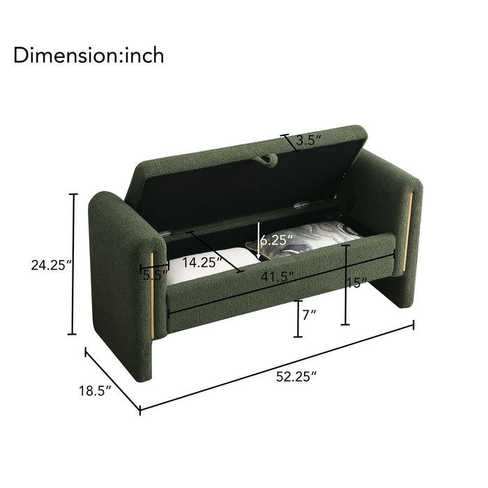 Modern Teddy Upholstered Large Bed End Bench With Arms And Storage