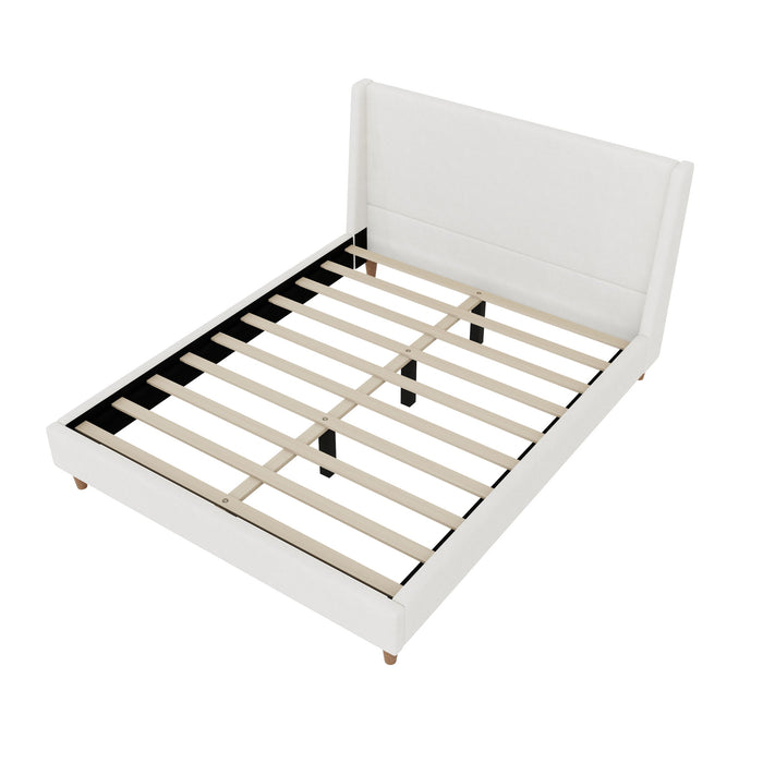 Upholstered Modern Platform Bed With Wingback Headboard