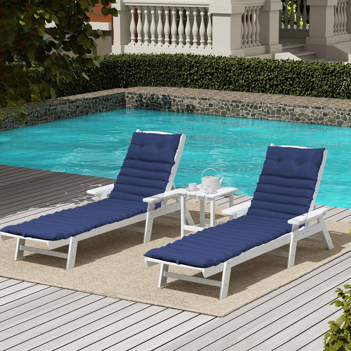 72.83" Outdoor Lounge Chairs (Set of 2), Cushion Replacement Patio Funiture Seat Cushion Chaise Lounge Cushion - Navy Blue