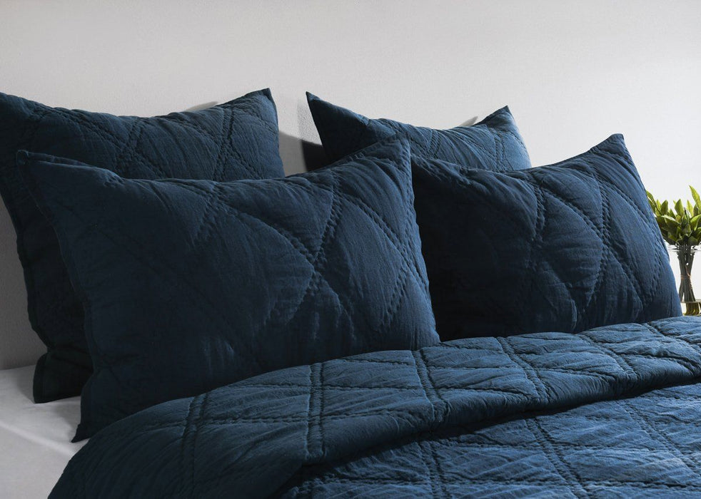 Caleb - Hand Stitched 4 Piece King Set - Midnight Blue