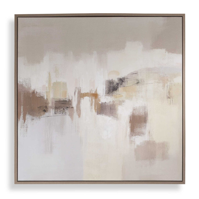 Daybreak - Framed Abstract Art - Black / Blue / Brown / Orange / White / Woodtone / Yellow