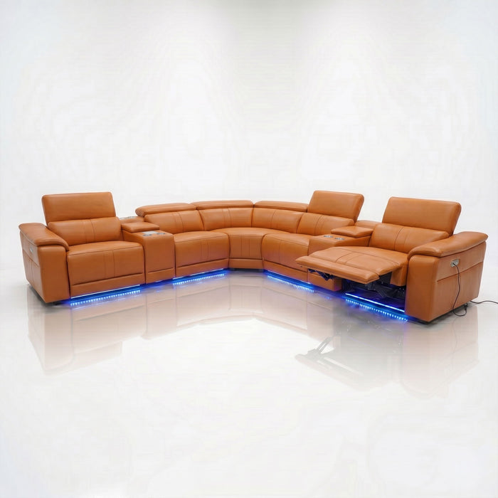L - Shaped Recliner Sectional Sofa With Bluetooth Speakers, Wireless Charging, LED Lights