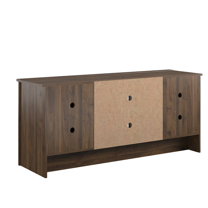 TV Stand For TVs Up To 65" With Open Shelves And Storage Cabinets - Walnut