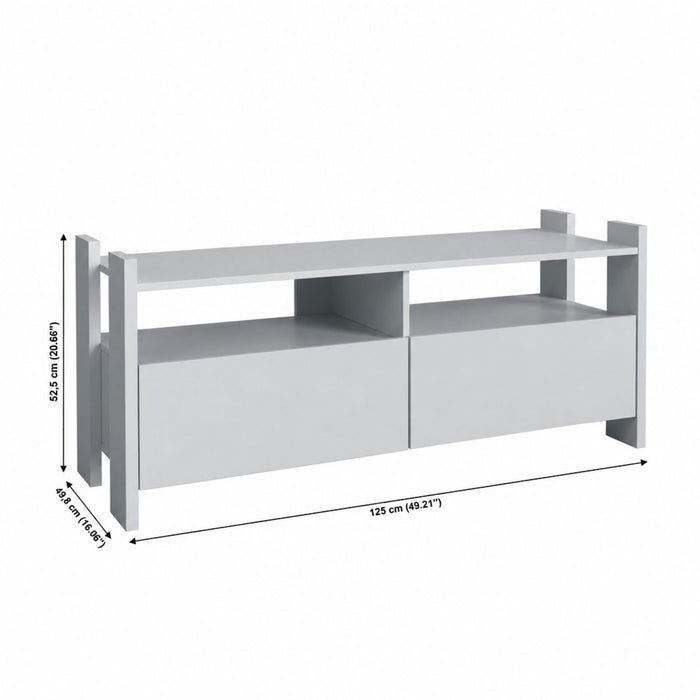 TV Stand For TVs Up To 55" With Open Shelves And 2 Drawers - White