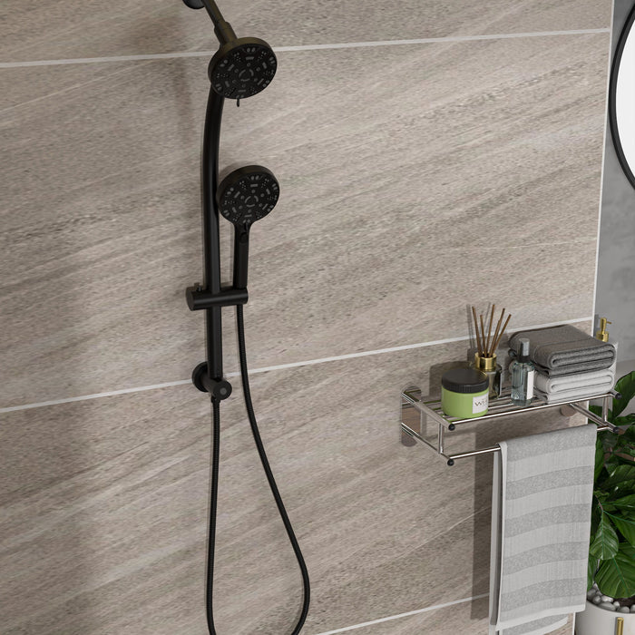 Multi Function Dual Shower Head System With 4.7" Rain Showerhead, 8 Function Hand Shower, Adjustable Slide Bar