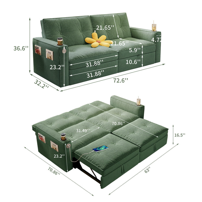 2 In 1 Convertible Sofa Bed For Living Rooms