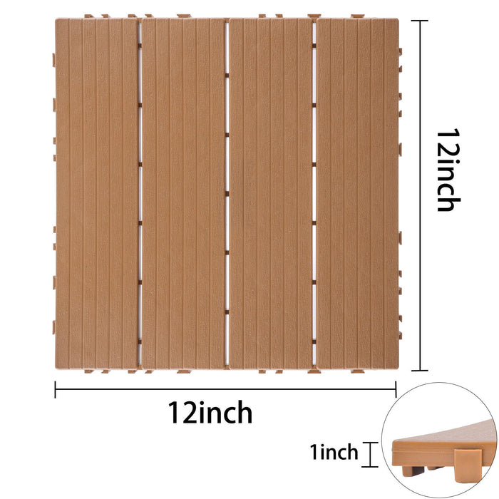 Plastic Interlocking Deck Tiles, Patio Flooring Outdoor Waterproof All Weather Use