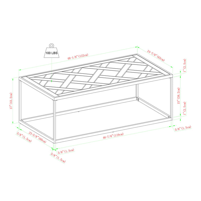 Decorative Parquet Top Rectangle Coffee Table - Parquet Veneer