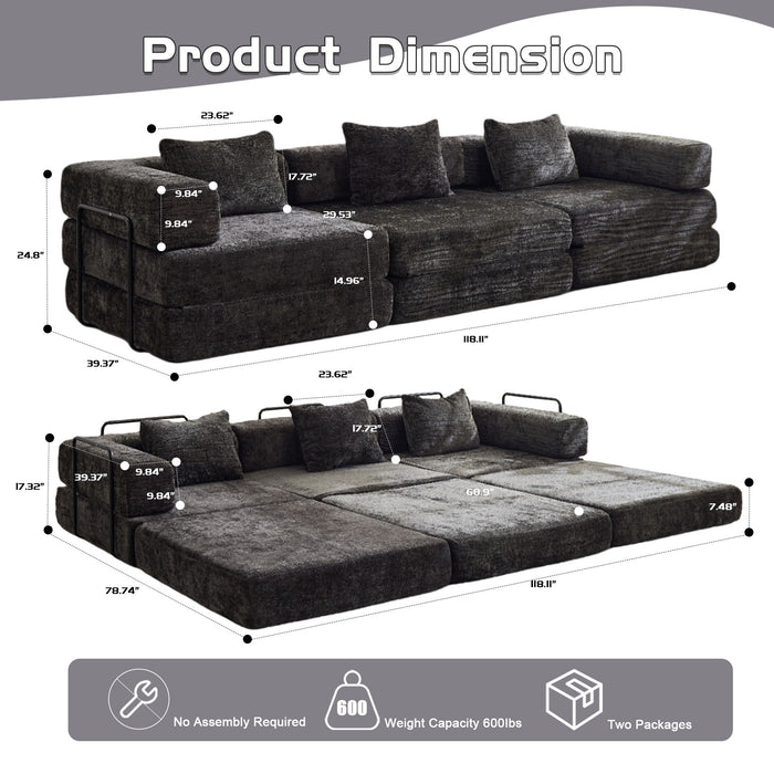 Convertible Floor Sofa Bed, Boneless Modular Sectional Sofa For Living Room