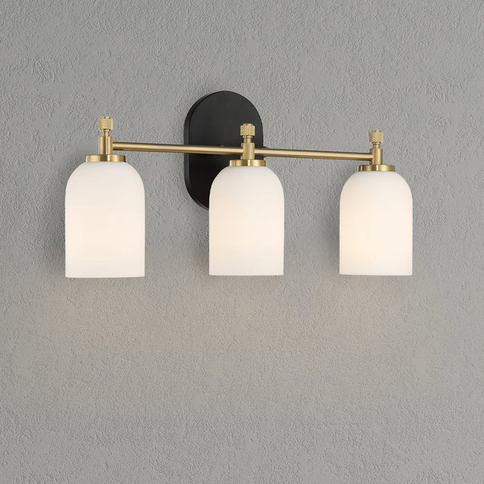 Meadows - 3 Lights Vanity Brush Bathroom Wall Light For Bathroom Over Mirror - Black / Gold / White