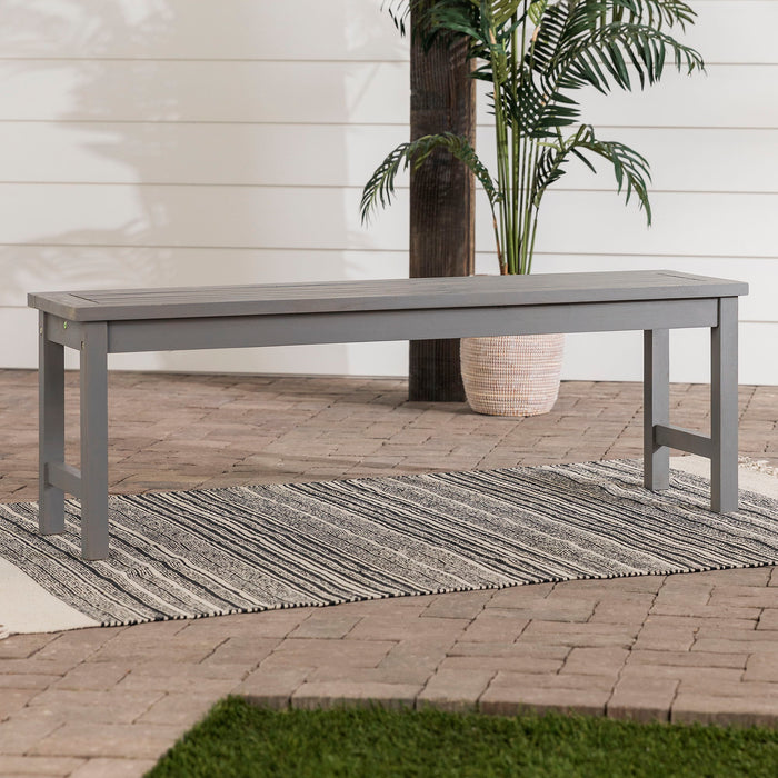 Modern Slat Top Solid Wood Patio Bench