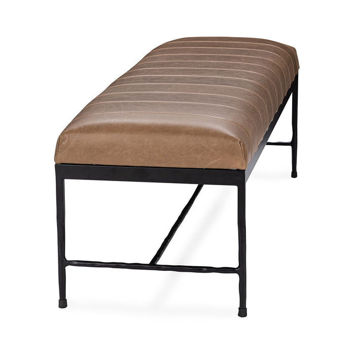 Madeleine - Leather Bench - Taupe