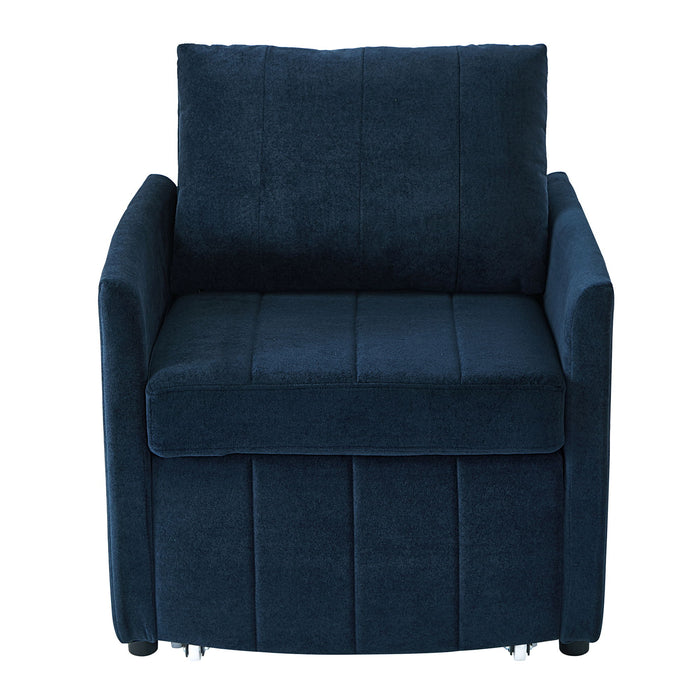 Upholstered Convertible Sleeper Sofa With 5 Position Backrest, Side Pockets, Storage