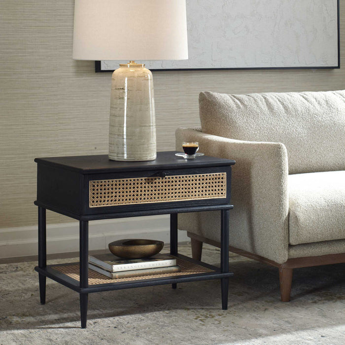 Coast - Rattan Side Table - Black / Woodtone