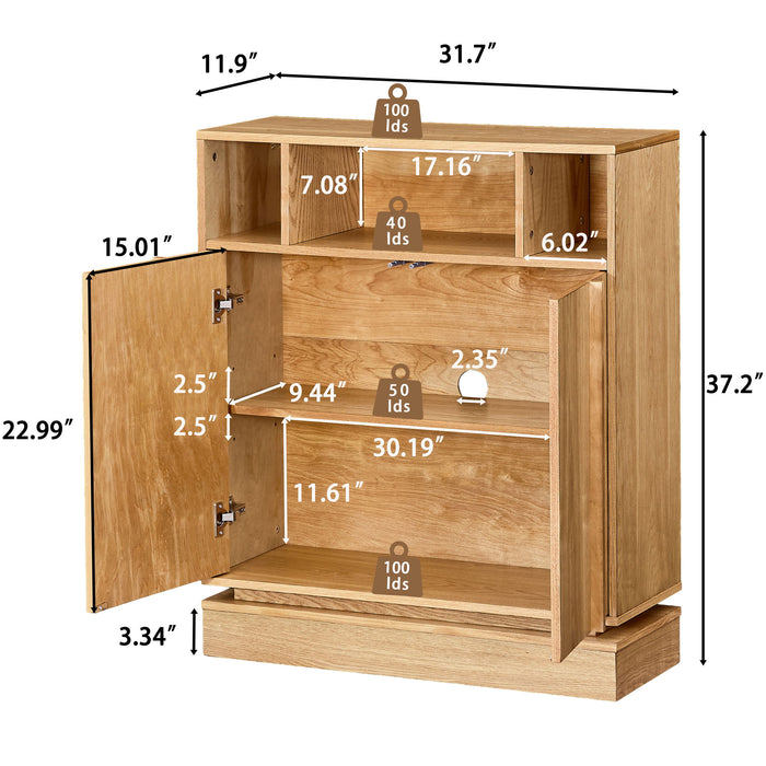 Fluted Sideboard Buffet Cabinet With 2 Doors And Adjustable Shelf, Storage Cabinet For Entryway