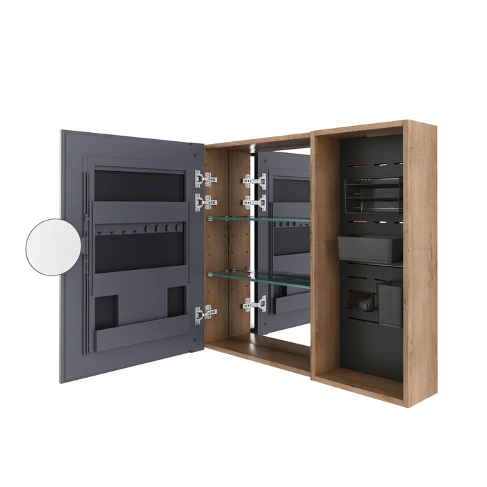 Wall Mounted Bathroom Cabinet, Adjustable Shelves Storage Cabinet - Imitative Oak