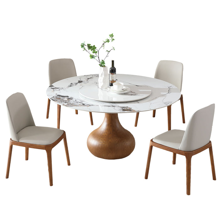 Round Modern Marble Dining Table With Chairs