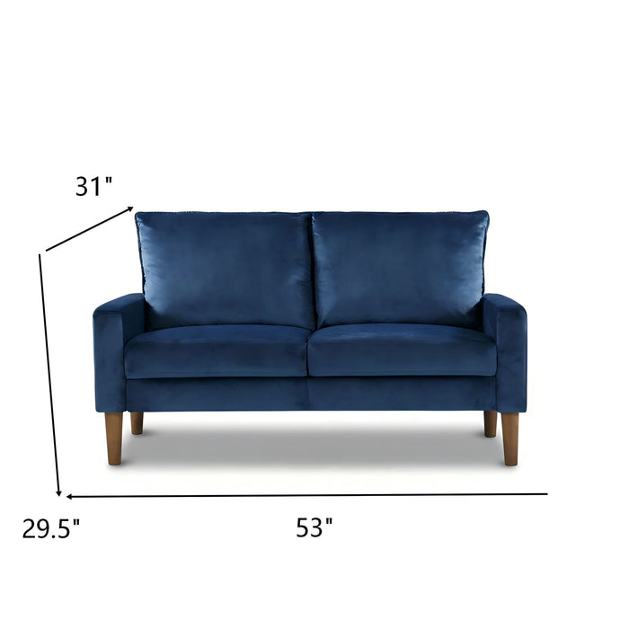 Upholstered Loveseat Sofa, 2 Seater Couch For Living Room Apartment - Dark Blue