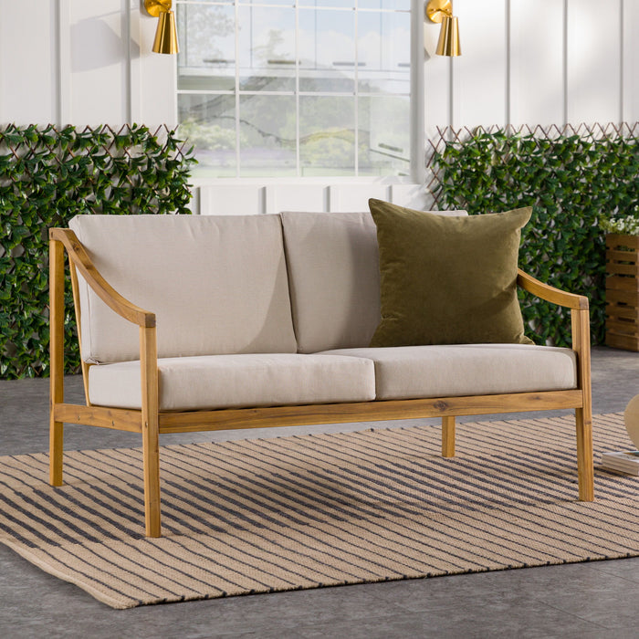 Modern Curved Arm Upholstered Outdoor Loveseat