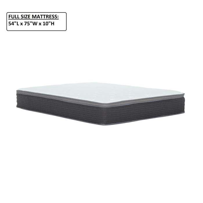 10" Full Size Hybrid Mattress In A Box, Gel Memory Foam Mattress Top With Pocket Coil Base - Gray / White