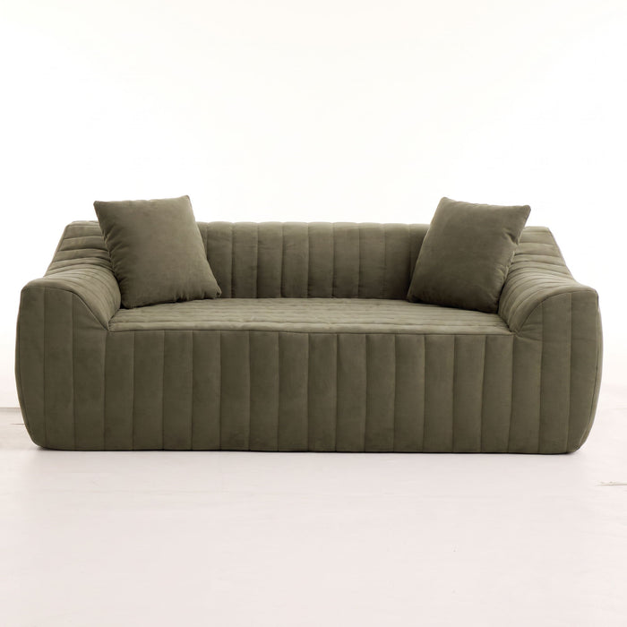 Oversized 2 Seater Loveseat With 2 Decor Throw Pillows, Deep Seat Sofa For Living Rooms