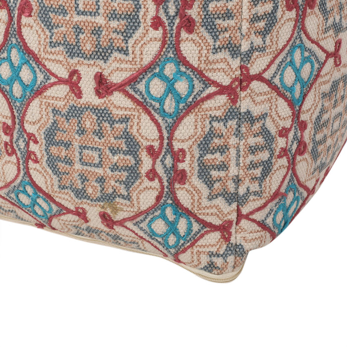 Amelia - Handcrafted Fabric Pouf, Rustic Elegance - Multicolored