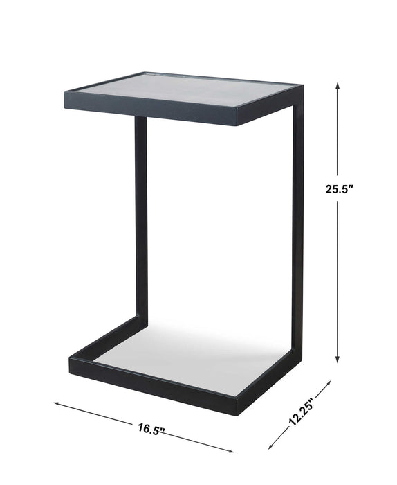 Windell - Cantilever Accent Table - Black & Pearl Silver