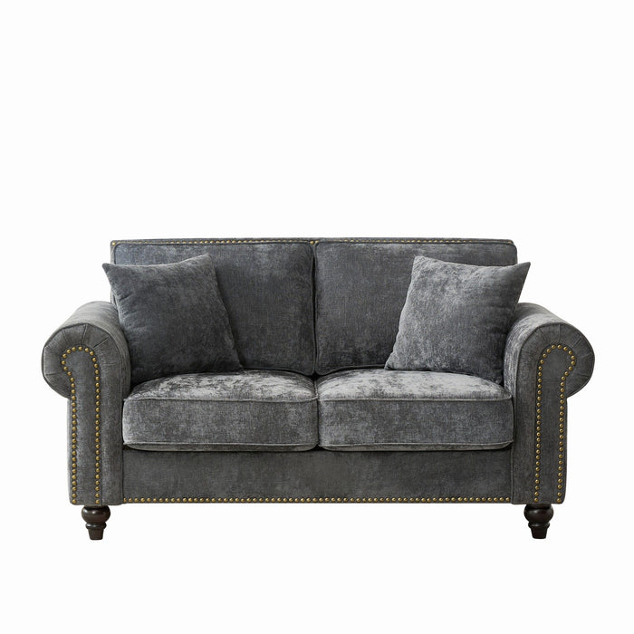 2 Seater Sofa With Rolled Arms, Tufted Upholstered Couch