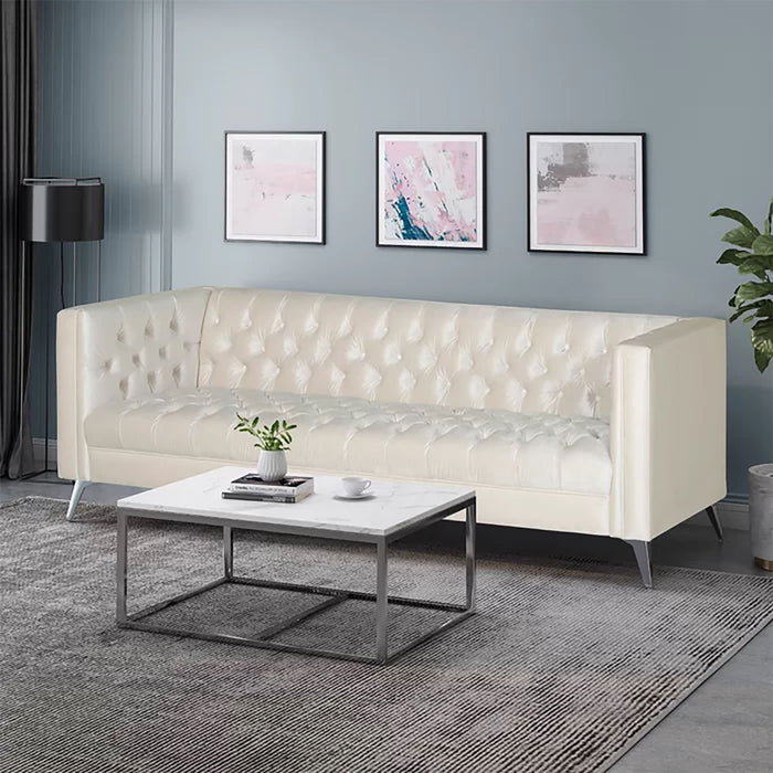 Contemporary 3 Seater Sofa With Button Tufting