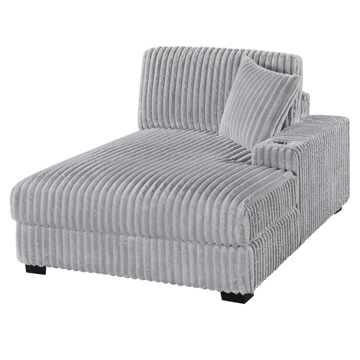 RAF Chaise With Cup Holder Modular Living Room Furniture Pillow - Gray / Mink