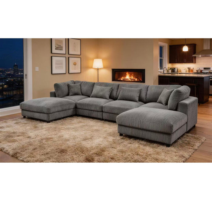 Upholstered Modular Sectional & Custom Configuration And Toss Pillows