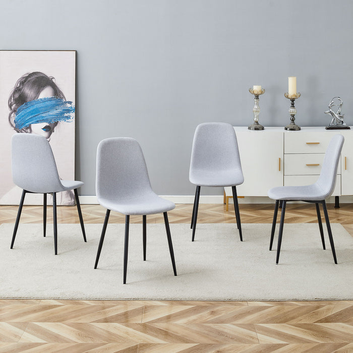 Modern Medieval Style Cushioned Side Chairs Set With Metal Legs For Kitchens