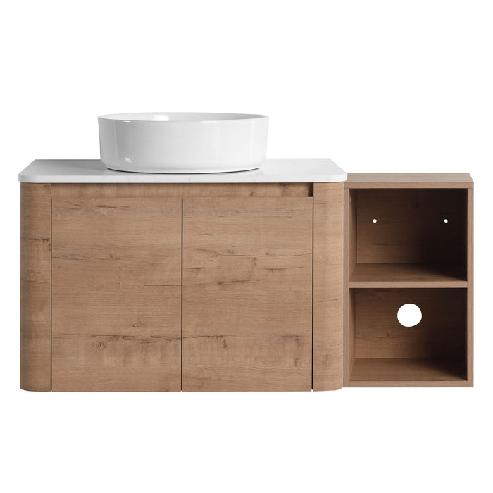 Wall Mounted Bathroom Vanity With Art Sink, 1 Storage Shelf, 2 Soft Close Doors