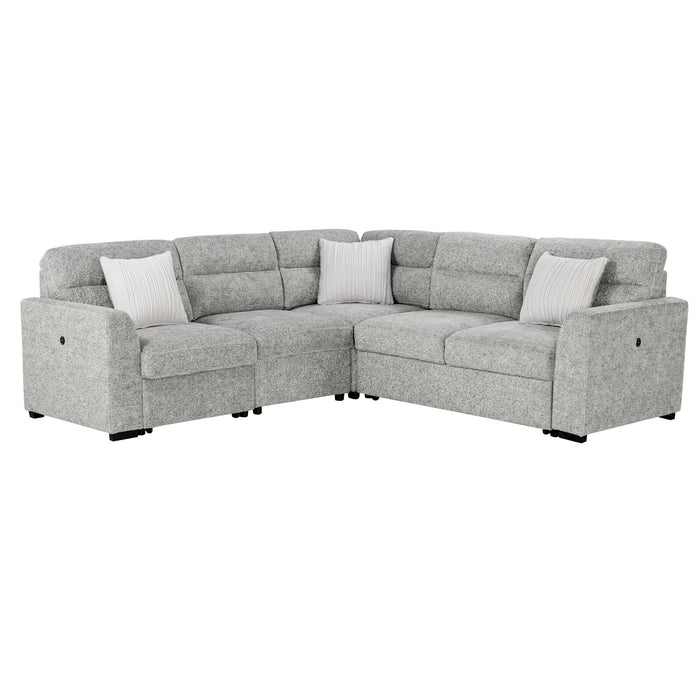 Emiliano - Sectional Sofa With 3 Pillows - Nickel