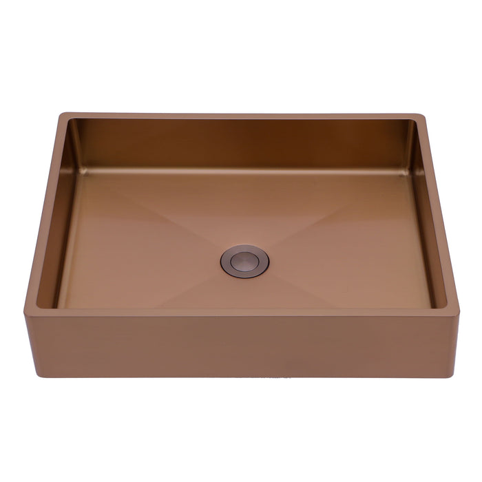 19" X 15" Stainless Steel Bathroom Sink With Pop Up Drain, Nano Surface - Rose Gold