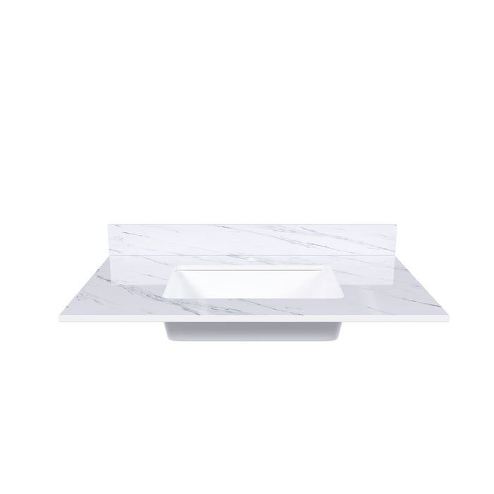 Bianco Carrara Venato Marble Vanity Top With Pre Drilled Faucet Hole And Undermount Sink