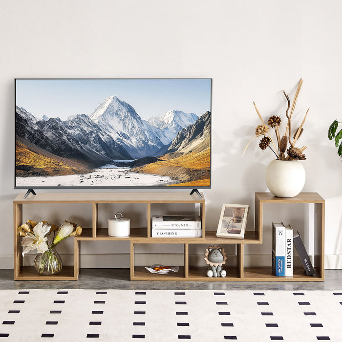 Minimalist Cube TV Stand With Adjustable Open Storage Shelves