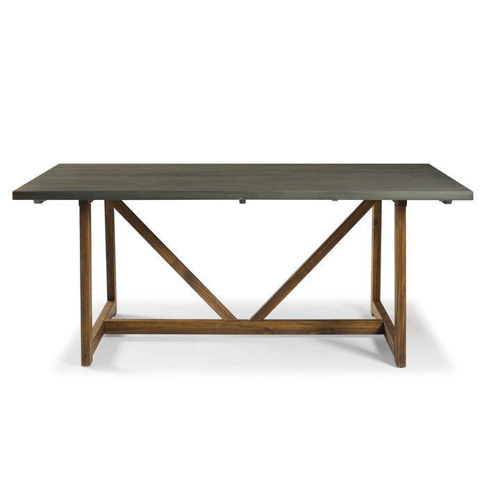 V Frame Trestle Dining Table - Gray / Brown