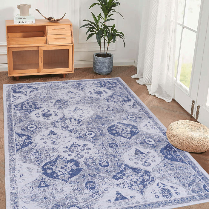 Maval - 8' X 10' Washable Area Rug - Blue