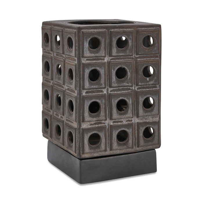 Lattice - Indoor-Outdoor Lantern Candleholder - Brown / Gray