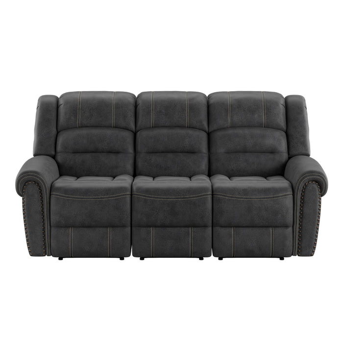 Reclining Sofa - Gray - Faux Leather