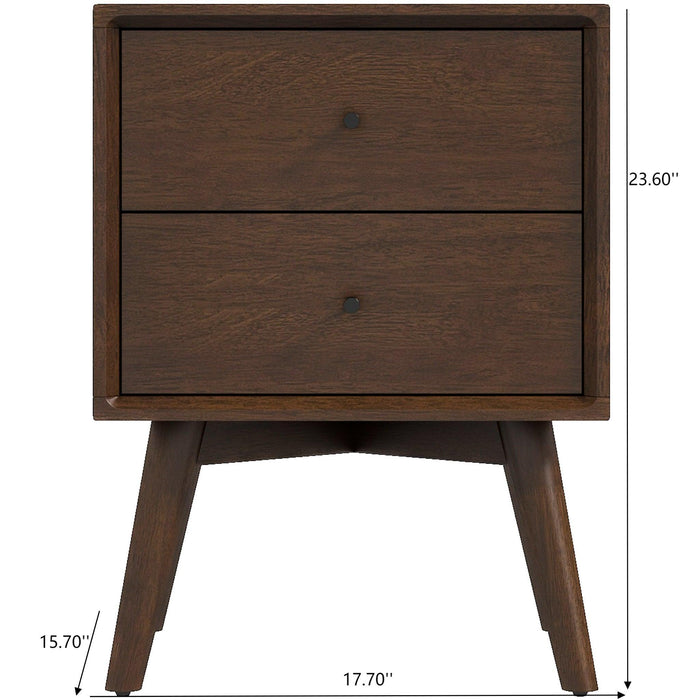 Caroline - Mid-Century Modern Style White Night Stand 2 Drawer