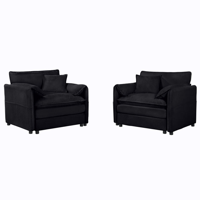 Modern Oversized Accent Chair, Comfy Single Sofa With Large Seat (Set of 2)