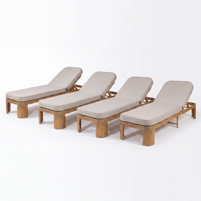 Outdoor Chaise Lounge With Cushion, 5 Position Adjustable Backrest