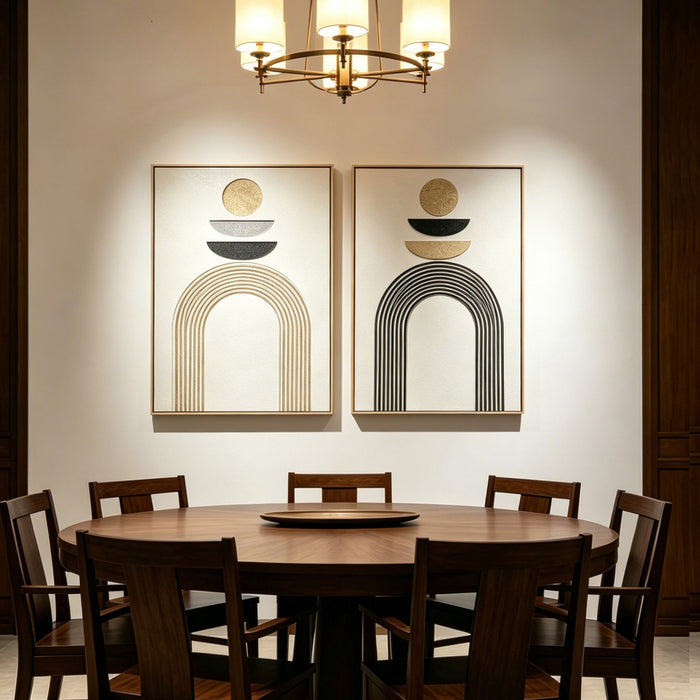 Framed Wall Art, Textured Canvas Painting, Decor For Living Room (Set of 2) - Antique Black