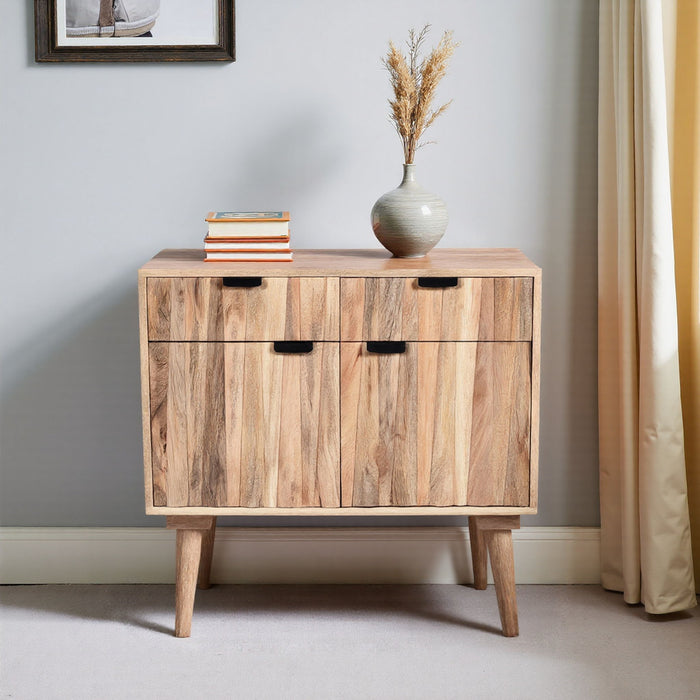 Stylish Style 2 Drawer 2 Door Cabinet, Mango Wood - Natural