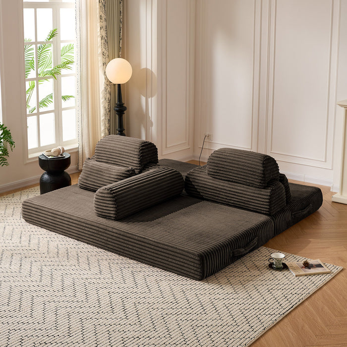 Convertible Sleeper Sofa With & Side Storage Pocket, Foldable Upholstered Couch For Living Room