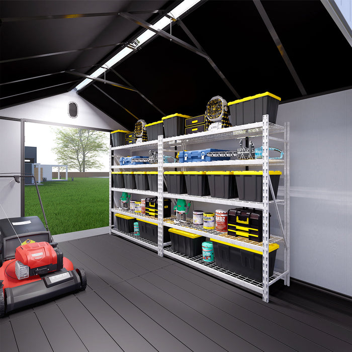 8 Ft. W X 12 Ft. D Plastic Storage Shed With Floor - Black / Gray